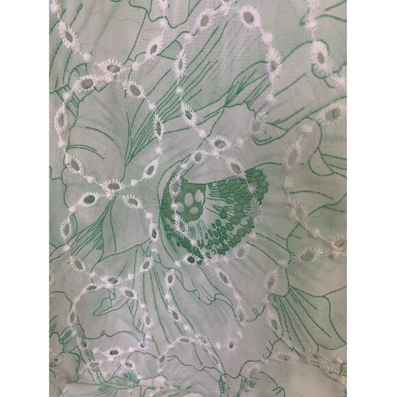 Portabella New York Embroidered Chiffon Men Shirt M Green Floral Boho - Picture 2 of 11